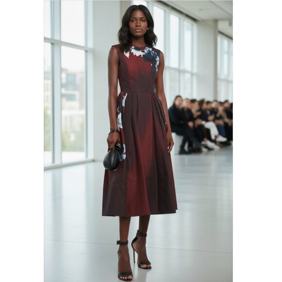 Erdem Floral cotton faille midi dress Size M NEW - Picture 3 of 12